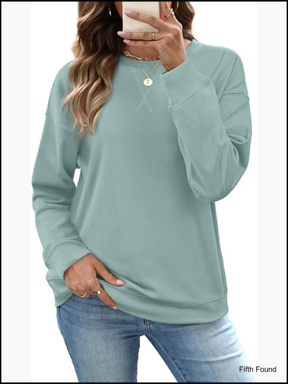 Crew Neck Sweatshirt Loose Pullover Long Sleeve Soft Top